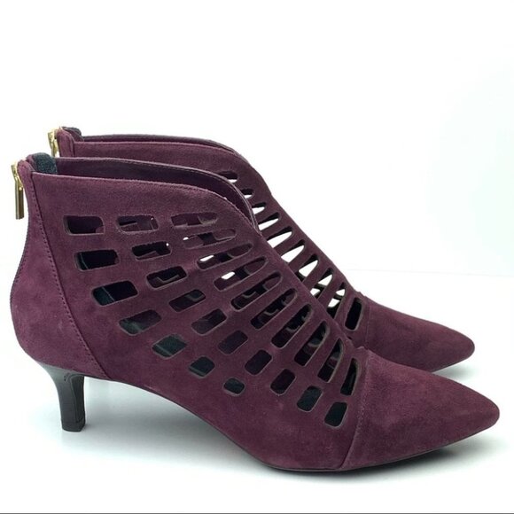 Rockport booties size 8.5 39 plum purple suede cut out cap pointy toe boots - Picture 1 of 12